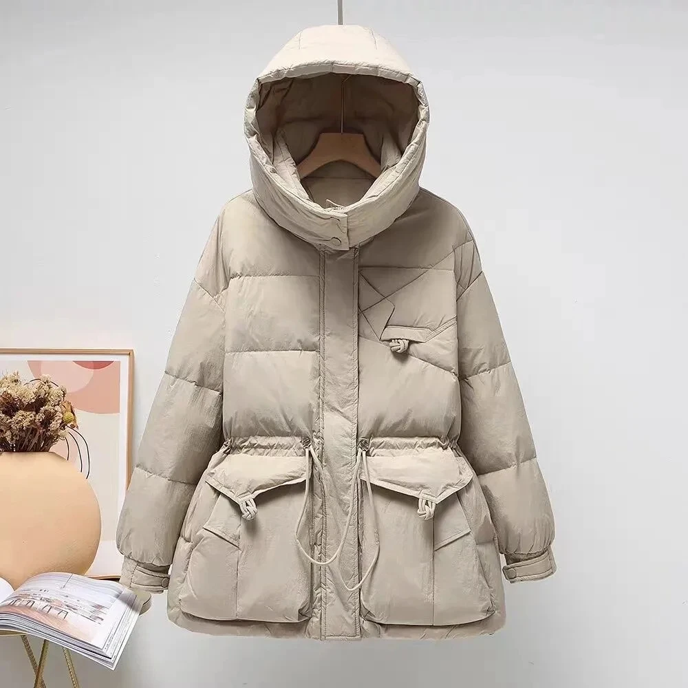 Down cotton Jacket Women Fashionable Winter Down Jacket 2024 New Loose Fitting Hood Thickened High-end Feel Waisted Coat