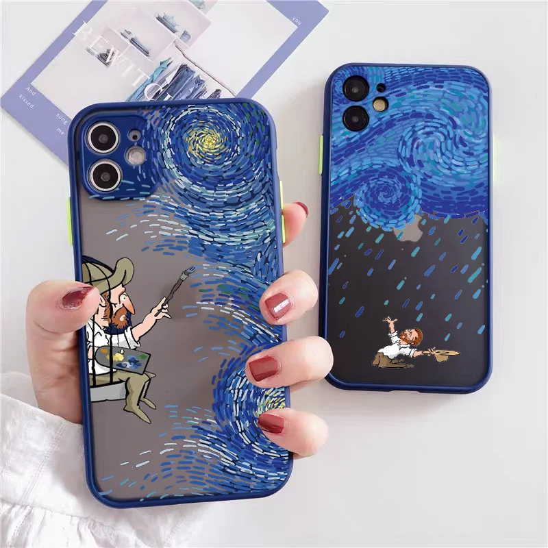 Van Gogh Art Starry Night Oil Painting Phone Case For iPhone 16 15 11 14 12 13 Mini Pro Max XR XS 7 8 Plus SE20 Aesthetics Cover