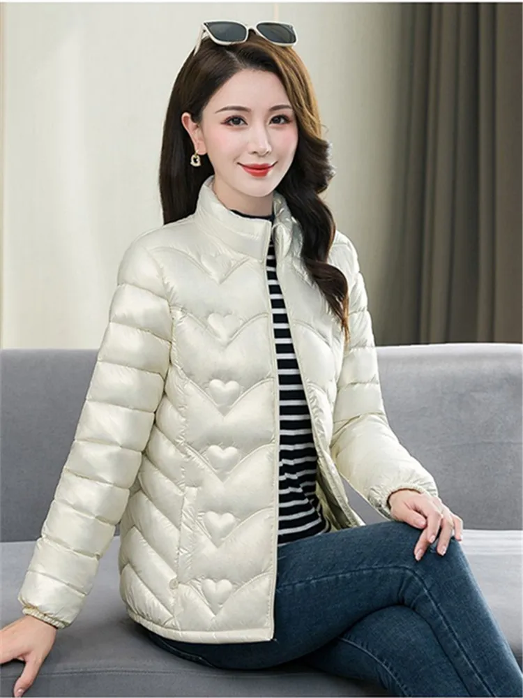 2023 New Autumn Winter Cotton-padded Jacket Women's Short Style Simple Stand Collar Fashion Parkas Female Casual Warm Outerwear