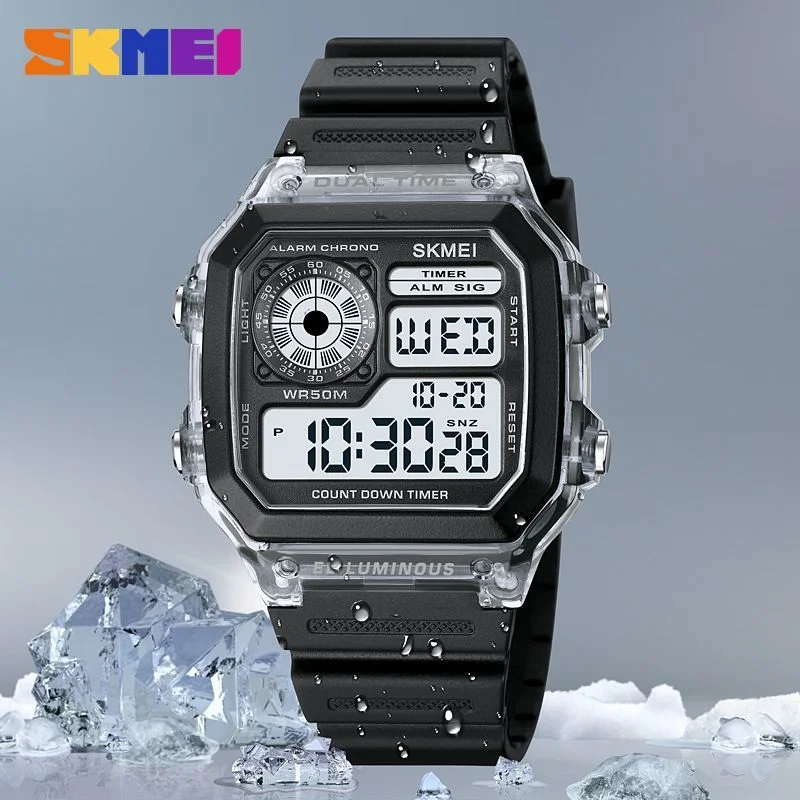 

SKMEI Transparent Case Ice Feeling Outdoor Sports Student Electronic Watch Waterproof Men's and Women's Fashion Watch