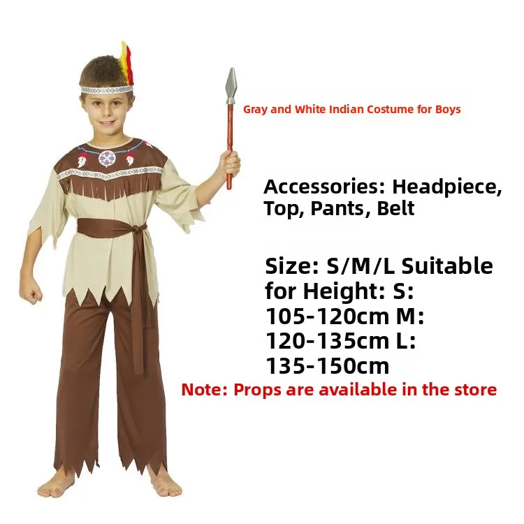 Costume cosplay capo indiano Coppia Performance Outfit loween Abbigliamento tradizionale da palcoscenico originale da uomo selvaggio da donna