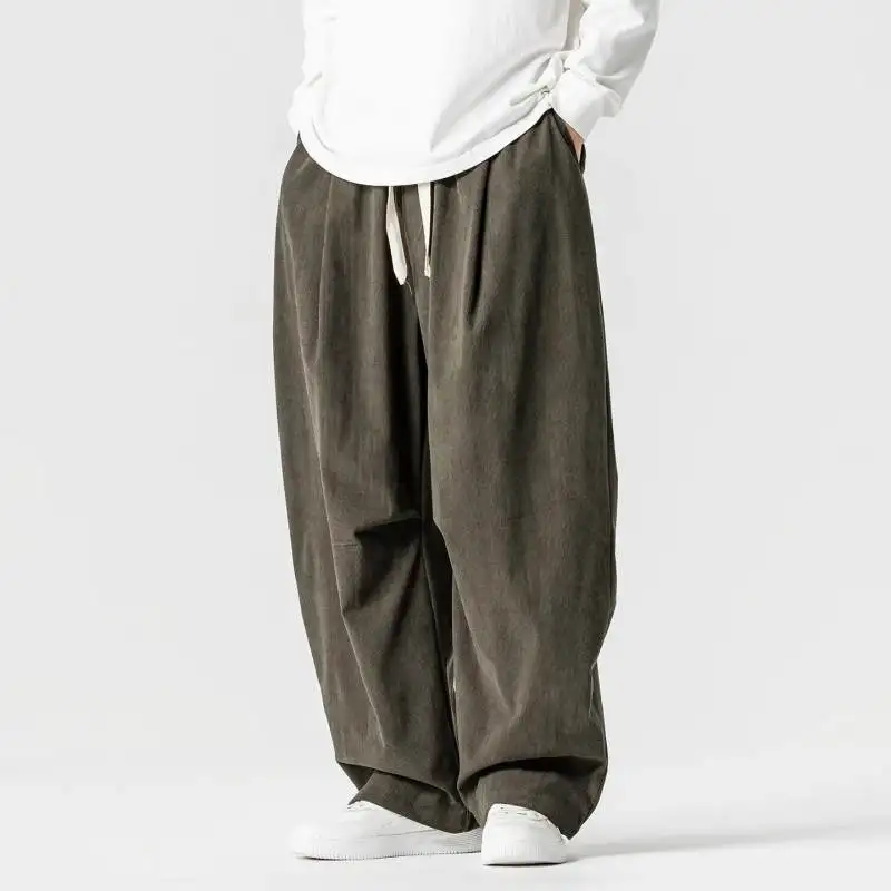 

American Cleanfit Pleated Arc Corduroy Wide Leg Pants Men's Trendy ape Loose Casual Cone Workwear Trousers Polyester Fiber