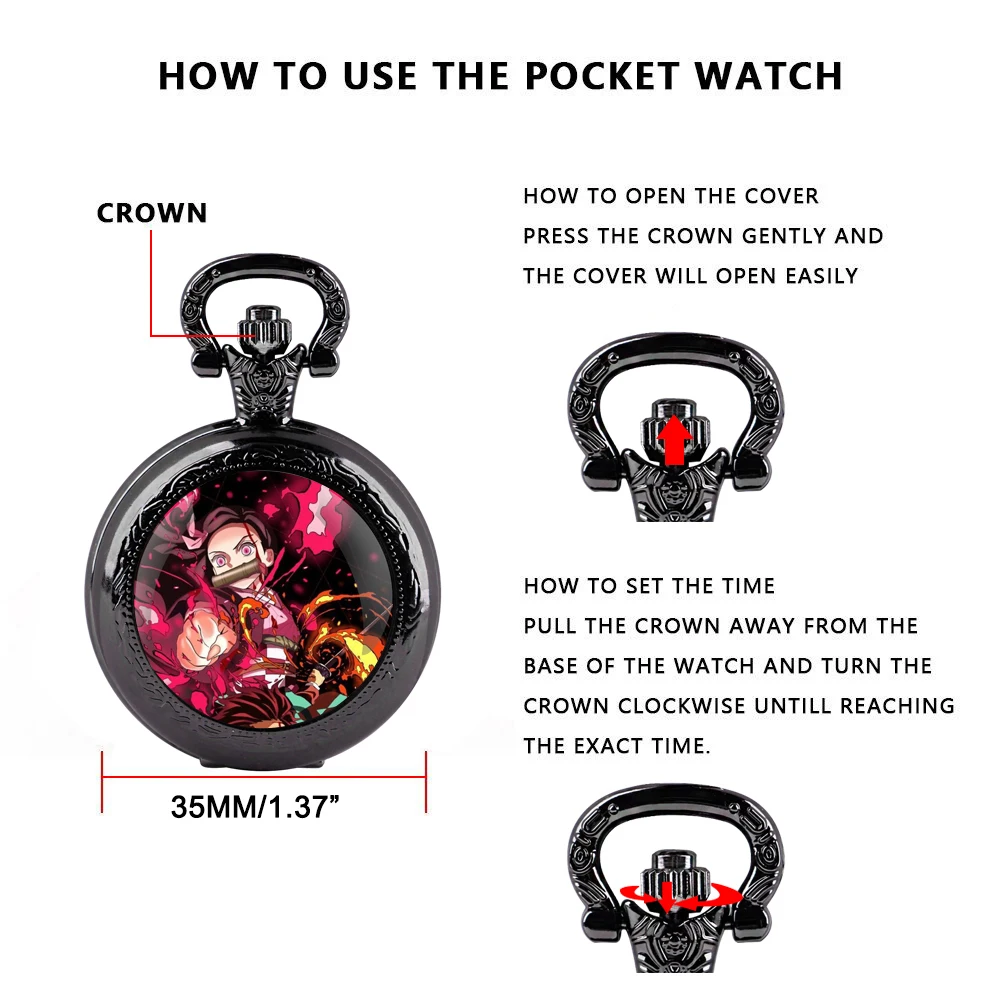 الجحيم شيطان مصاص دماء أنثى شبح أنيمي الوقت جوهرة ساعة جيب كوارتز ريترو الشرير الرجال والنساء ساعة موضة قلادة هدية