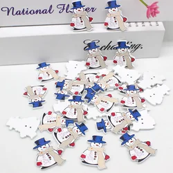 50pcs/lot Christmas snowman cartoon buttons for Decorative for Crafts accessories Scrapbook  2 Holes Sewing Wooden Buttons