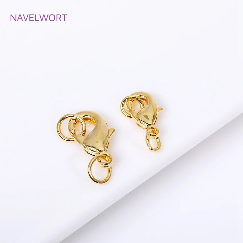 Fermoir à homard en laiton plaqué or 18 carats, 10/12mm, avec anneau fermé, fermoir pour bijoux, connecteur de fermoir à homard, accessoires pour bijoux