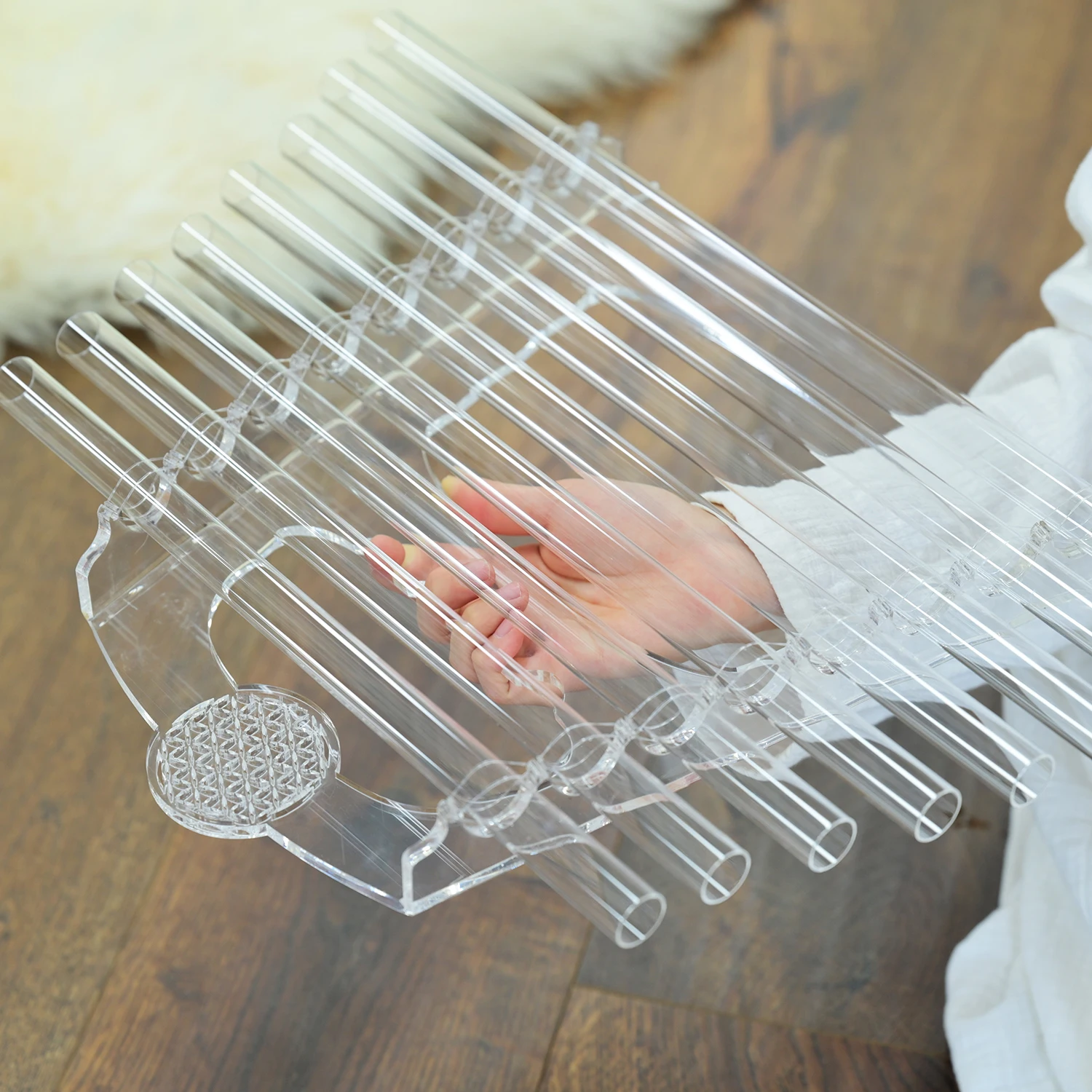 Clear Music Therapy Crystal Harp with 8 Tubes Crystal Singing Harp with Carrying Case