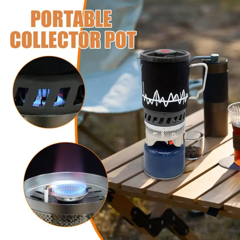 Camping Jet Boil Heat Exchanger Portable Pot Stove Gas Stove Quick Burn Coffee Cup Furnace Hiking Pot Backpacking Camp Burner