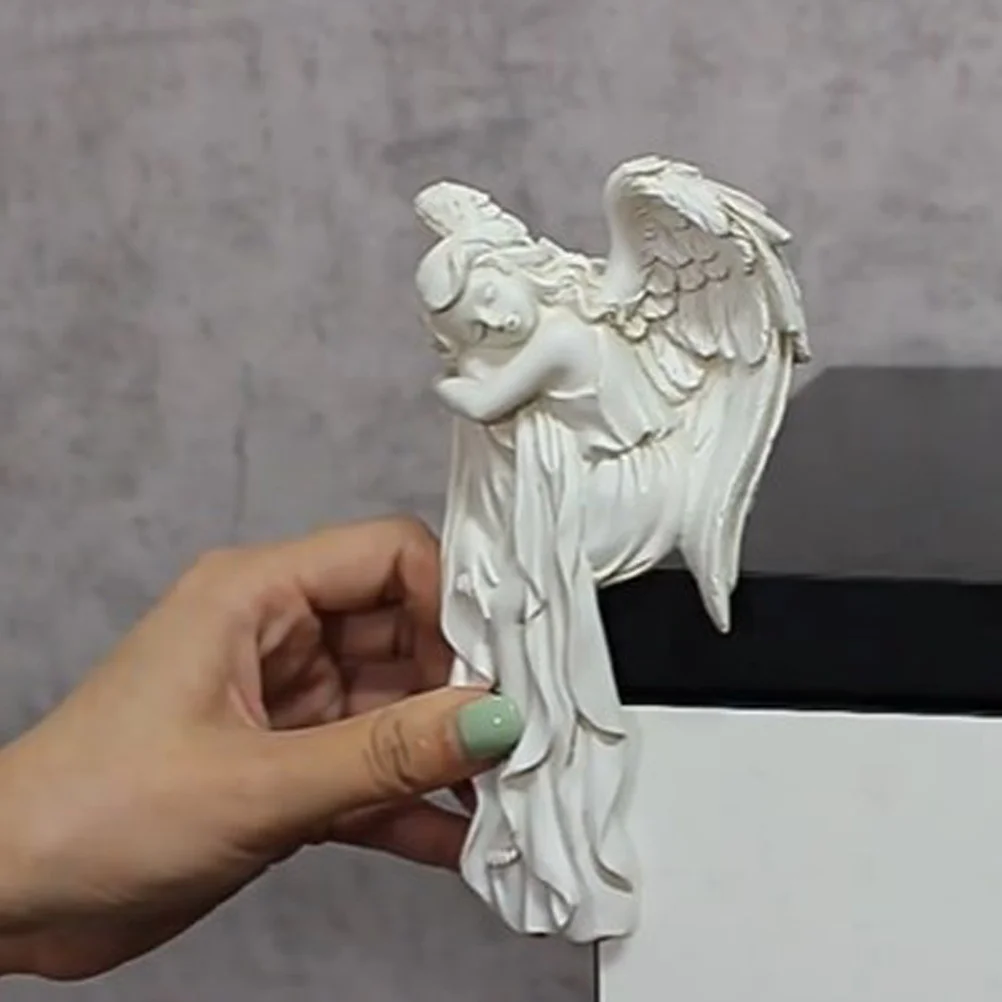 

2pcs Door Frame Decoration Resin Angel Adornment Door Corner Signs For Home Wall Window Garage Decor Hanging Ornament Angel Wing