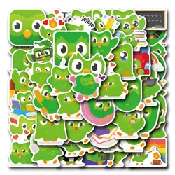10/55PCS Duolingo Stickers Learning Software Green Bird Cartoon Decals DIY Notebook Phone Stationery Fridge Decoration Toys