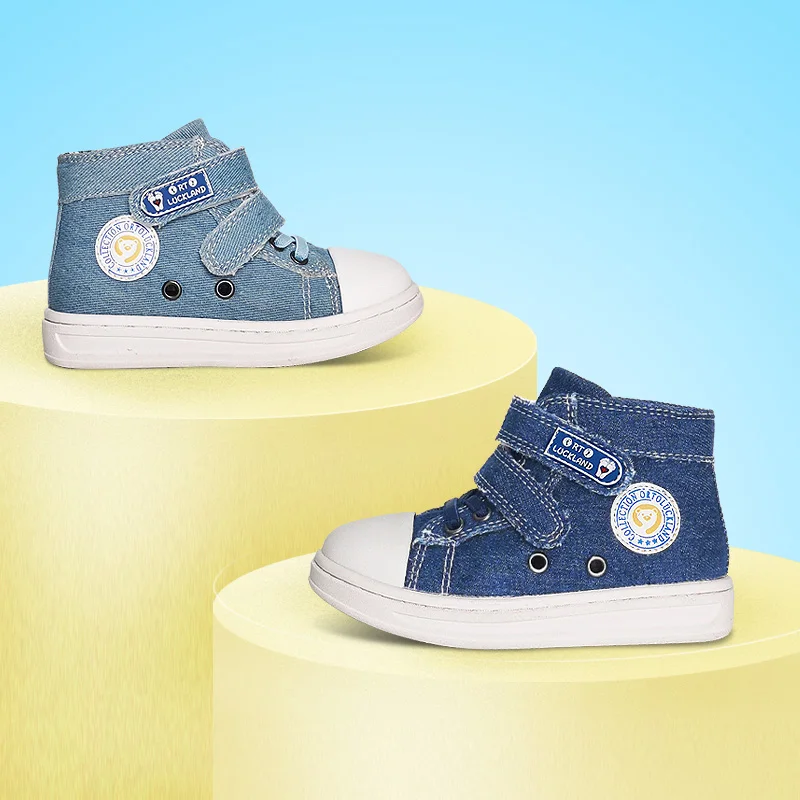 Ortolckland Orthopedic Denim Canvas Sneakers para crianças, Sapatos casuais para crianças, Sapatilhas para meninos e meninas, Pano de fundo rígido