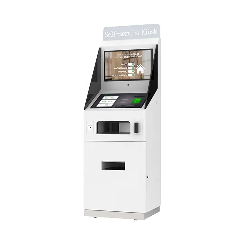 Multi touch screen Android self inquiry copy documents cash card passport scanner check in kiosk for hotel/medical