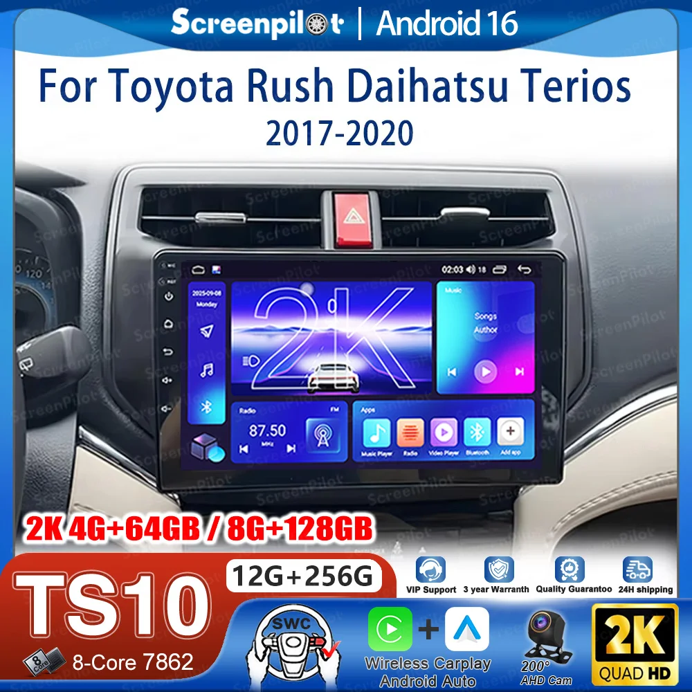 

Автомагнитола Android 16 для Toyota Rush Daihatsu Terios 2017-2020, мультимедийный видеоплеер, GPS-навигация, 8-ядерный процессор, 5G