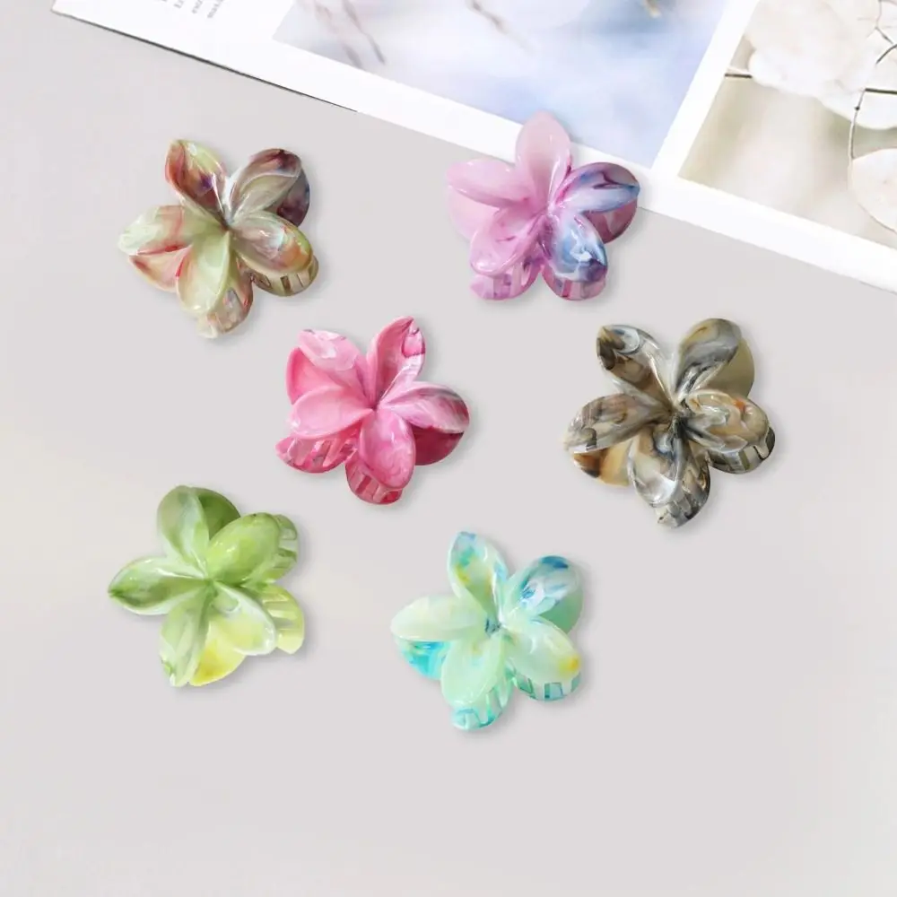 1Pcs Flower Hair Clip Girls Colorful Egg Flower Shape Hair Claws Plastic Hair Clips Women Hawaiian Wedding Party Hair Accessory