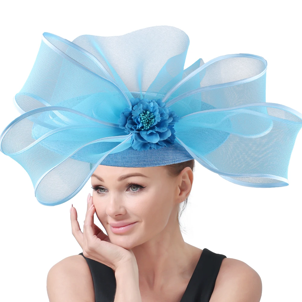 

Women Elegant Royal Ascot Big Fascinator Hat Wedding Flower Ladies Headpiece Cocktail Party Dinner Millinery Cap For Kentucky