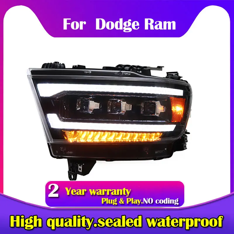 

Автомобильные светодиодные фары, проектор, передние фары в сборе, Plug and Play для Dodge Ram 1500 2015-2019, модифицированный полностью светодиодный светильник