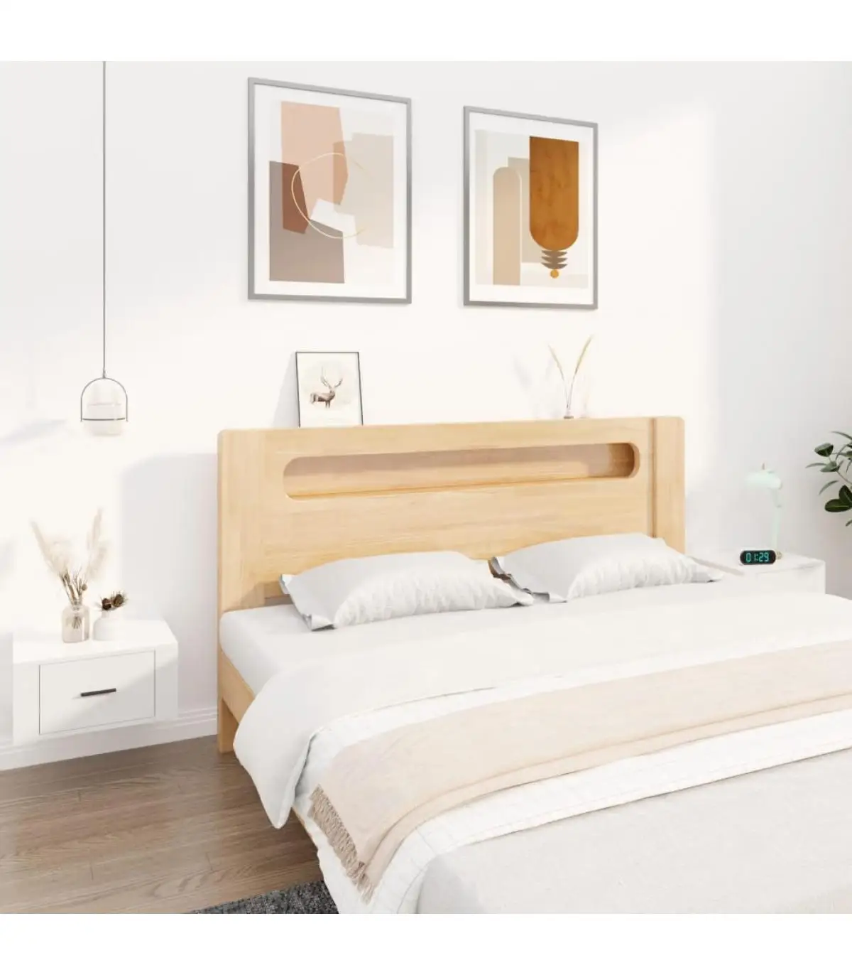 Bedside tables Wall bedside tables 2 Pins bright white 50x36x25 cm