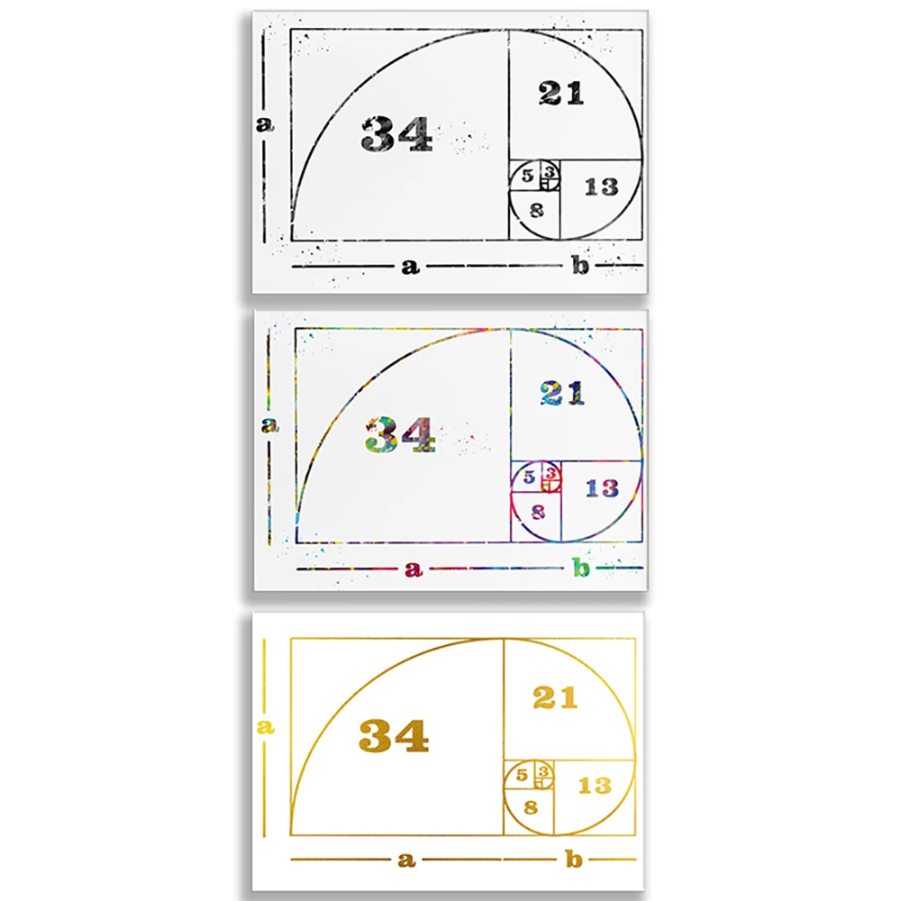 Fibonacci spiral sequence geometric art math poster medical watercolor canvas print picture