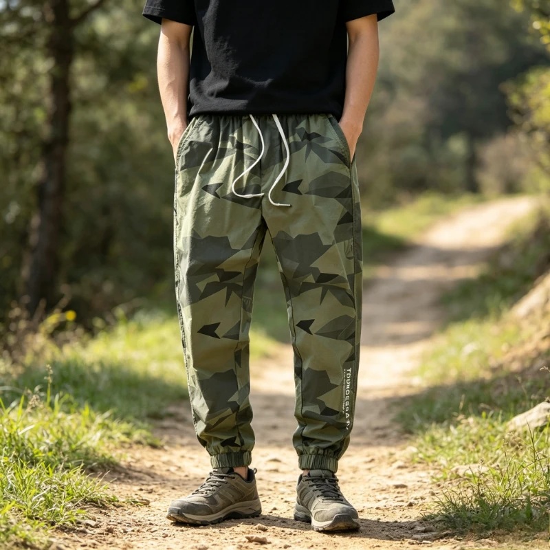 Men's Summer Work Pants, Camo Construction Trousers for Job Site, Durable Ripstop Cargo Pants, Scratch-Resistant for Workers