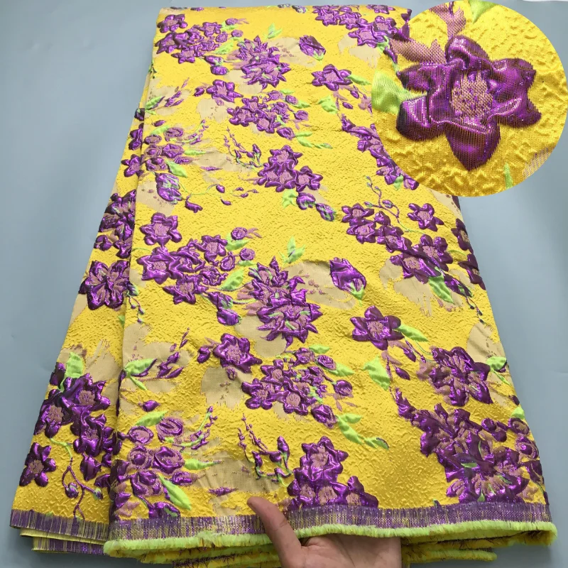 

French Brocade Jacquard Lace Fabric 2024 High Quality 5 Yard African Lace Fabric Damask Nigerian Party Dress for Women Sew A3936