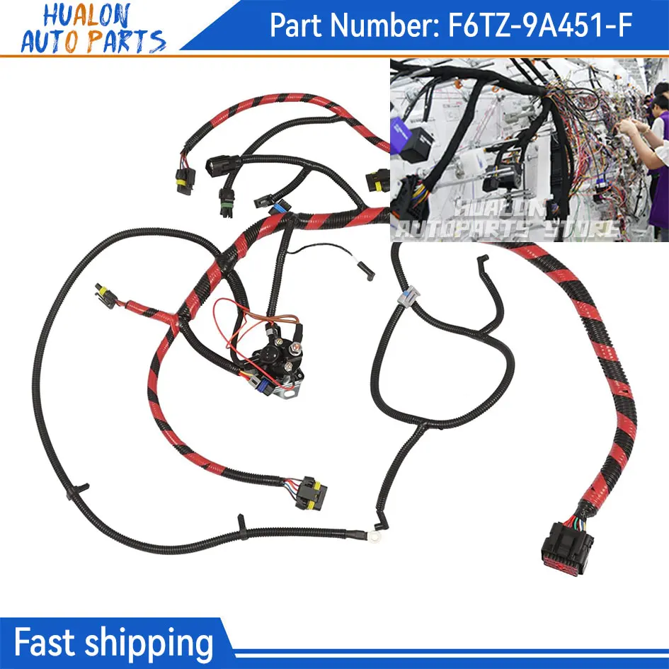 F6TZ-9A451-F Wiring Harness Fit for Ford F250 F350 F450 7.3L 1994 1995 1996 F-Super Duty Diesel F6TZ-9A451-F
