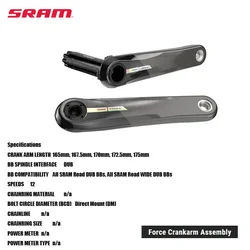 SRAM Force Crankarm Assembly 8-bolt interface compatible with power AXS spiders MTB & Road bicycle acesssories cycling