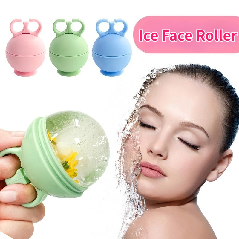 

1PCS Reusable Ice Face Roller Silicone Cube Beauty Massage lce Mold for Eye Puffiness lce facial Roller Shrink Pores with handle