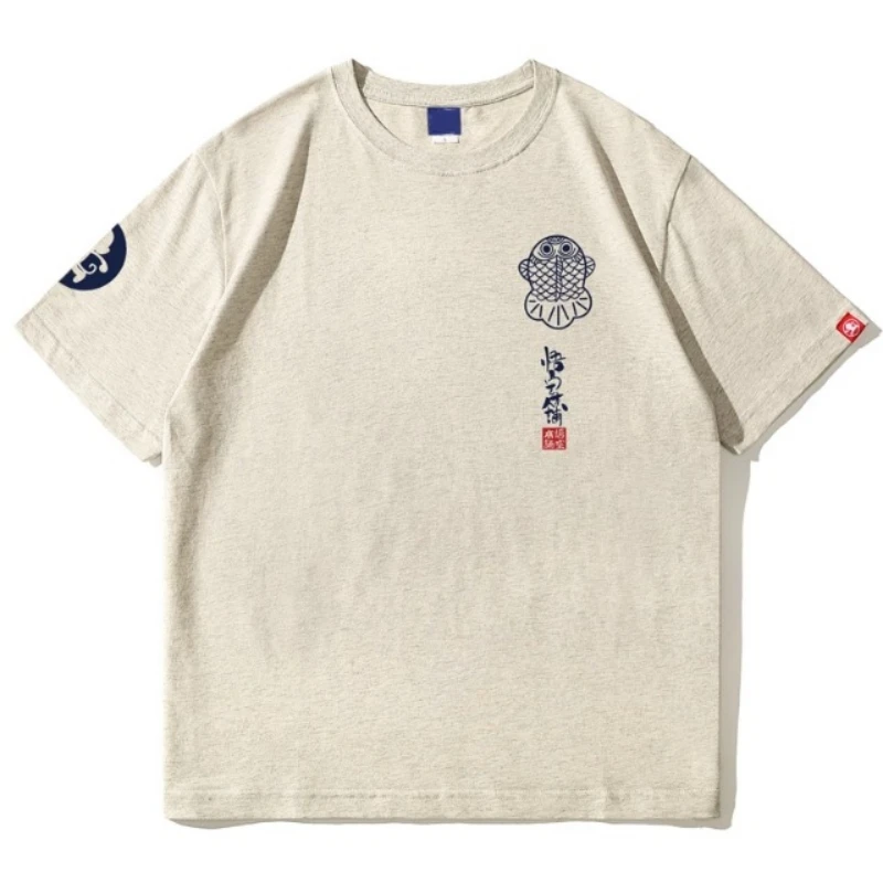 Outlet Brand Tagless American Print Short Sleeve T-Shirt Summer New Arrival Loose Fit Youthful Trendy round Neck Top