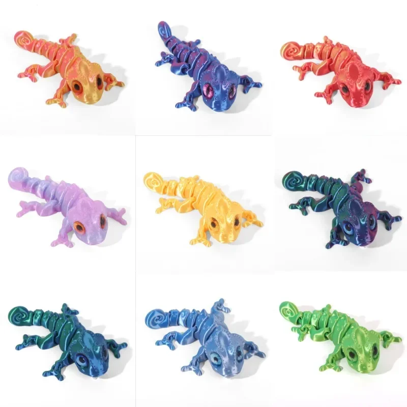 3D Printing Chameleon Figures Multi-joint Movable Simulation Eyes for Home Accessories Kids Gift Living Room Decoration