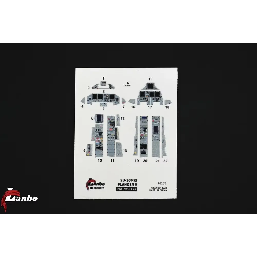 Lanbo 모델 3D 프린트 조종석 SU-30MKI FLANKER-H 48139 GWH 1:48 모델 조립 키트용