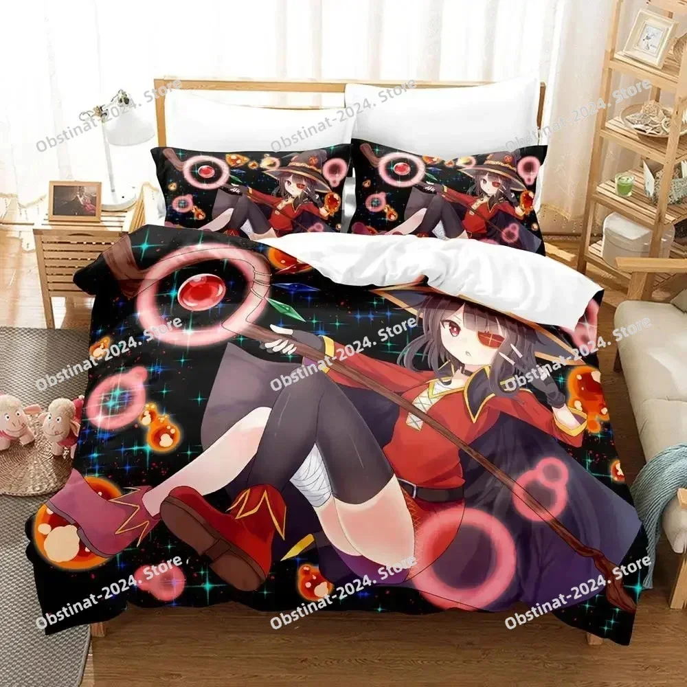 

Anime KonoSuba Bedding Set Duvet Cover Bed Set Quilt Cover Pillowcase Comforter king Queen Size Boys Adult Bedding Set