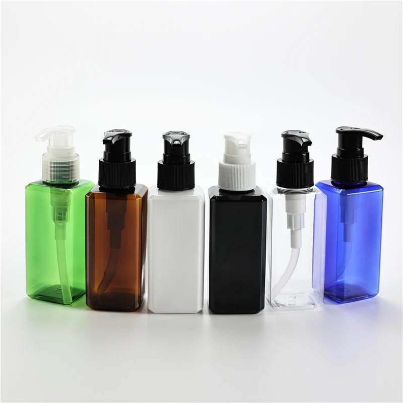 

Multicolor 120ML X 40 Empty Square Refillable Bottle With Lotion Pump For Shampoo Shower Gel Cosmetic Travel Packaging Container