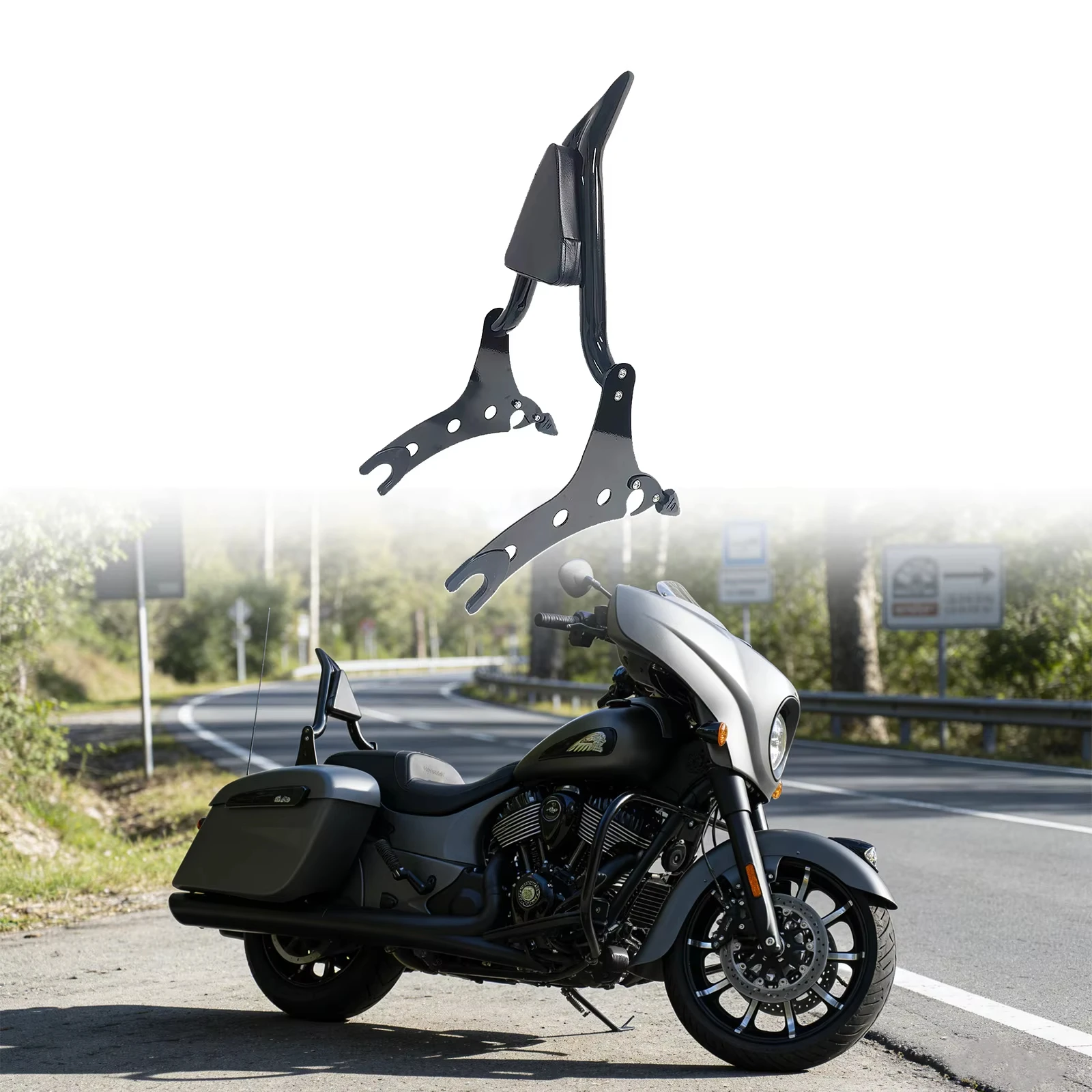 Motorcycle Sissy Bar Backrest With Luggage Rack For Indian Chieftain Pursuit Roadmaster Springfield Challenger Elite 2014-2025