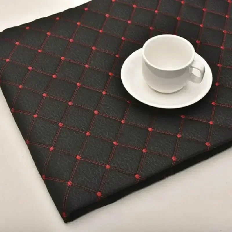 

1m Sponge Quilted Embroidered Plaid Fabric Imitation Leather Fabric Car Seat Cover Interior Roof Sofa Tarpaulin Material Sewing