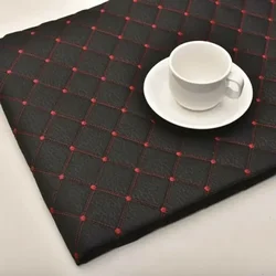 1m Sponge Quilted Embroidered Plaid Fabric Imitation Leather Fabric Car Seat Cover Interior Roof Sofa Tarpaulin Material Sewing