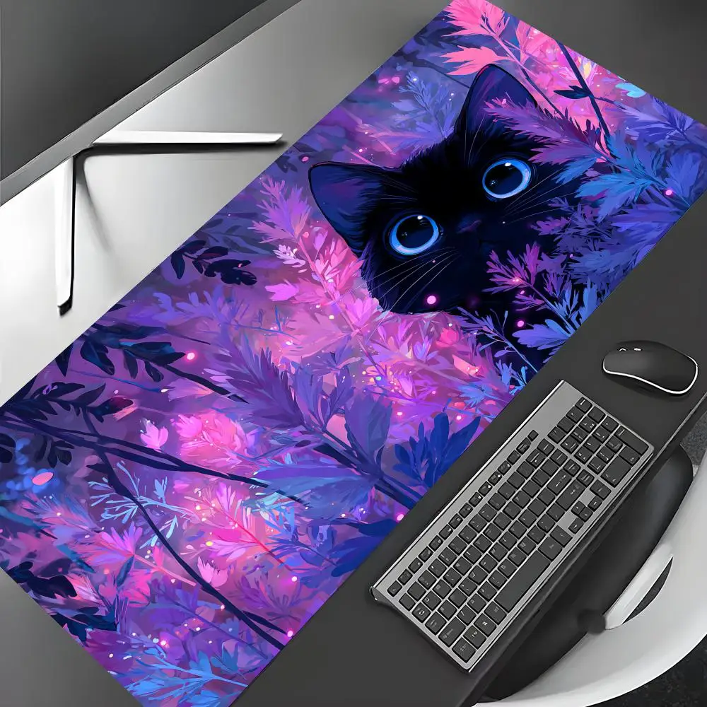 Fantasy Grass and Cat large Mouse Pad Gaming mats Non-Slip Desk Mat mouse carpet with Stitched Edge HD printing Office mat