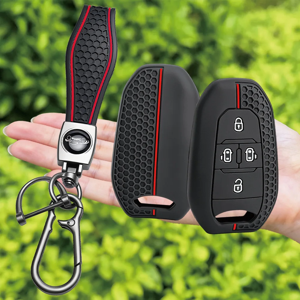 For Peugeot Expert Traveller For Citroen Spacetourer Jumpy Dispatch silicone car key fob cover with wrist strap and carabiner