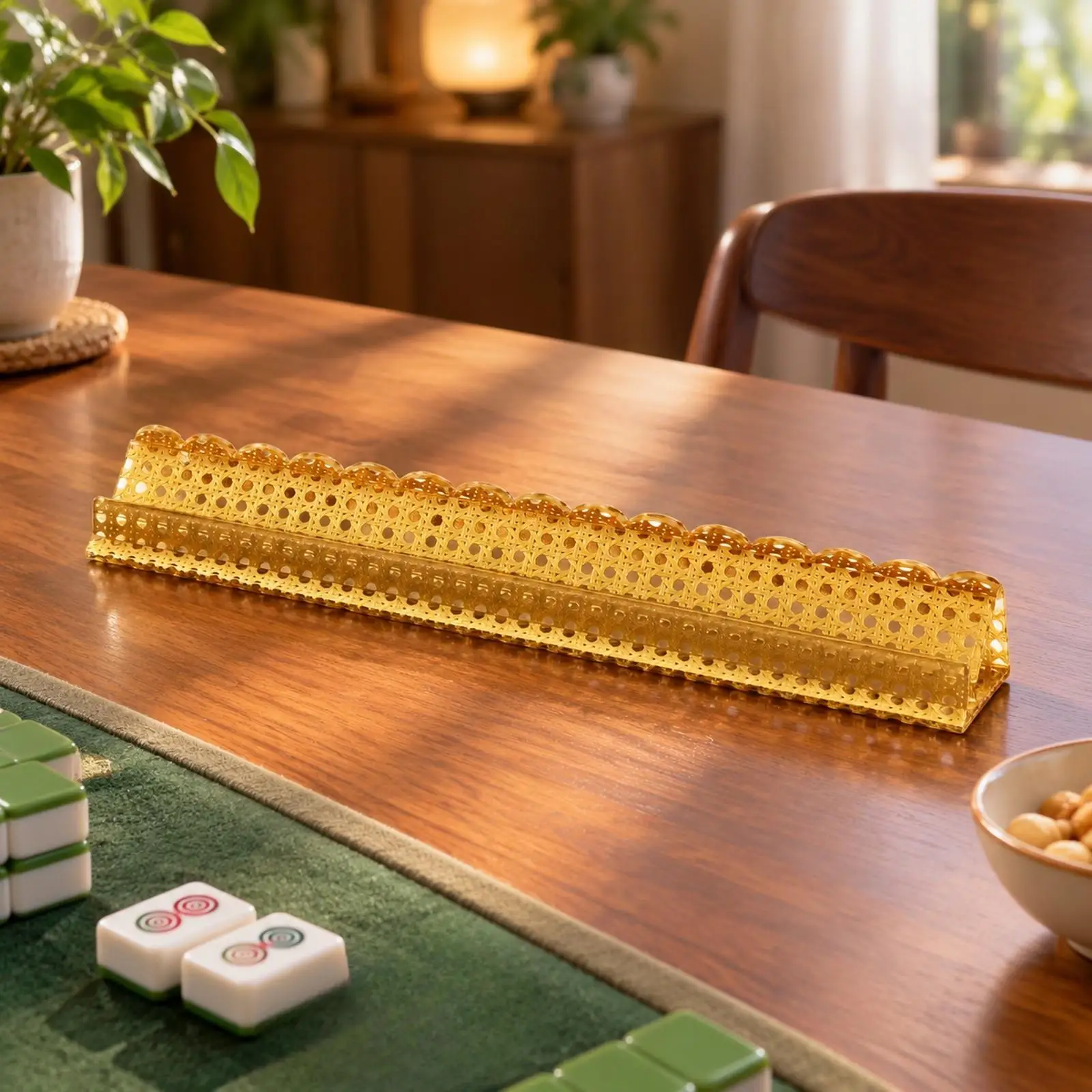 Mahjong Ruler Acrylic Tile Rack with Grooved Channel for Smooth Pushing Compatible with Standard Mahjong Set