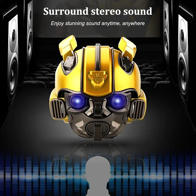 Original Transformers Bluetooth Speakers Bumblebee Head Bluetooth Speakerdual Speakersled Light Heavy Basssuitable,Tf, Fm Radio