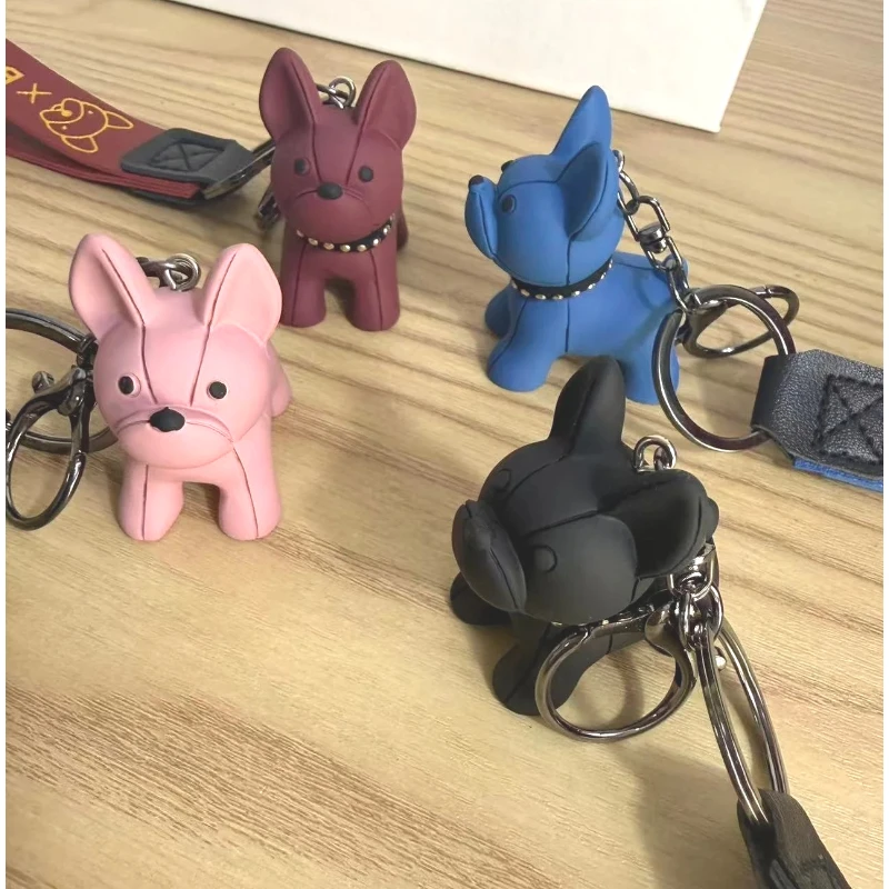 Very Cute French Bulldog Dog Keychain Statue Model Small Interior Accessories for Bags Car key chain decor Ornament Craft Gift