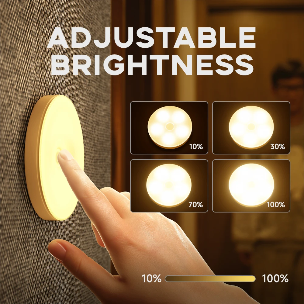 Touch Control LED Night Lamp Adjustable brightness USB Rechargeable Night Lights Kitchen Cabinet Stairs Corridor Wall Light