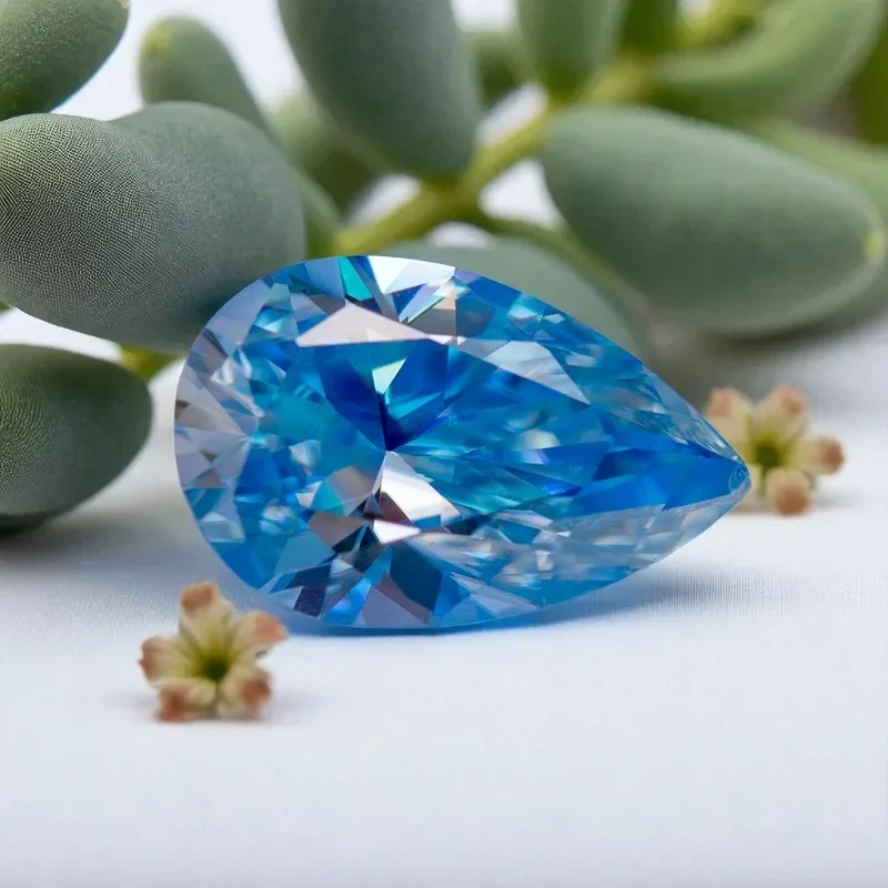 

L-Муассанит Камень ледяной синий цвет грушевидной огранки, выращенный в лаборатории бриллиант для изготовления усовершенствованных ювелирных изделий своими руками, колец, сережек с сертификатом