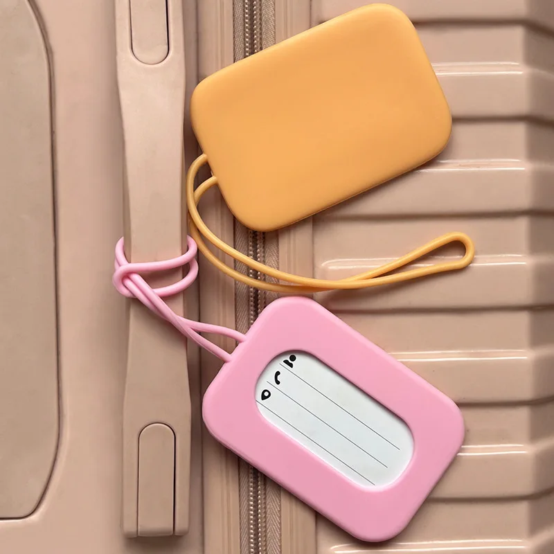 Silicone Travel Luggage Tags Name & ID Card Holder Solid Color Suitcase Label Baggage Boarding Bag Tag Travel Accessories