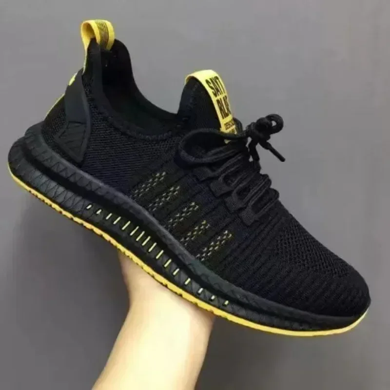 2024 Summer Flying Weaving Men's Vulcanize Shoes Low Cut Trendy Sports Shoes Men's Running Shoes Korean Edition Trendy Shoes