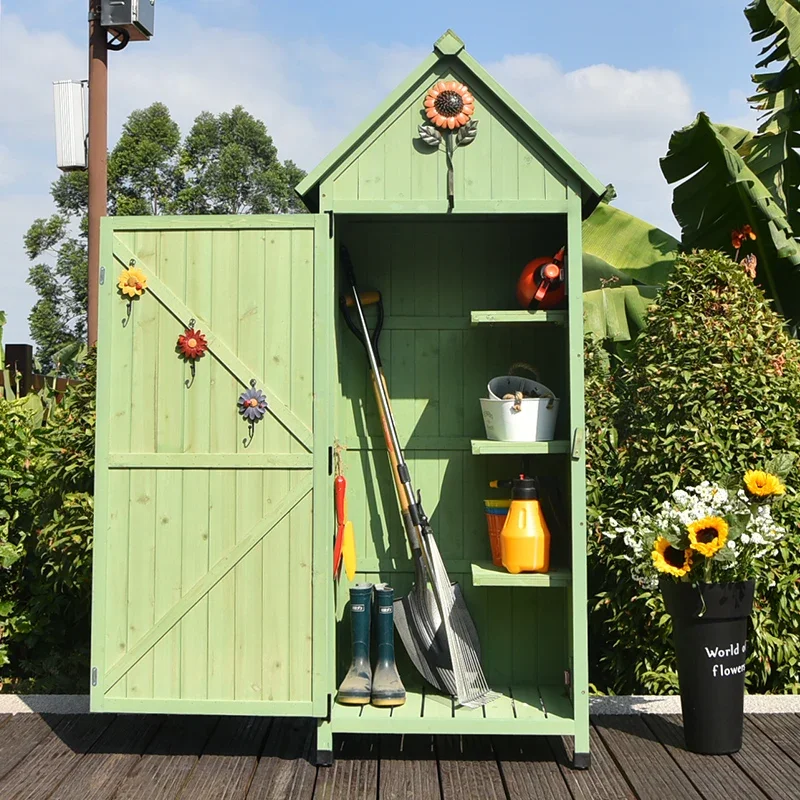 Outdoor courtyard storage room, garden tool , simple , balcony,   sun protection, waterproof and anti-corrosion wooden cabinet