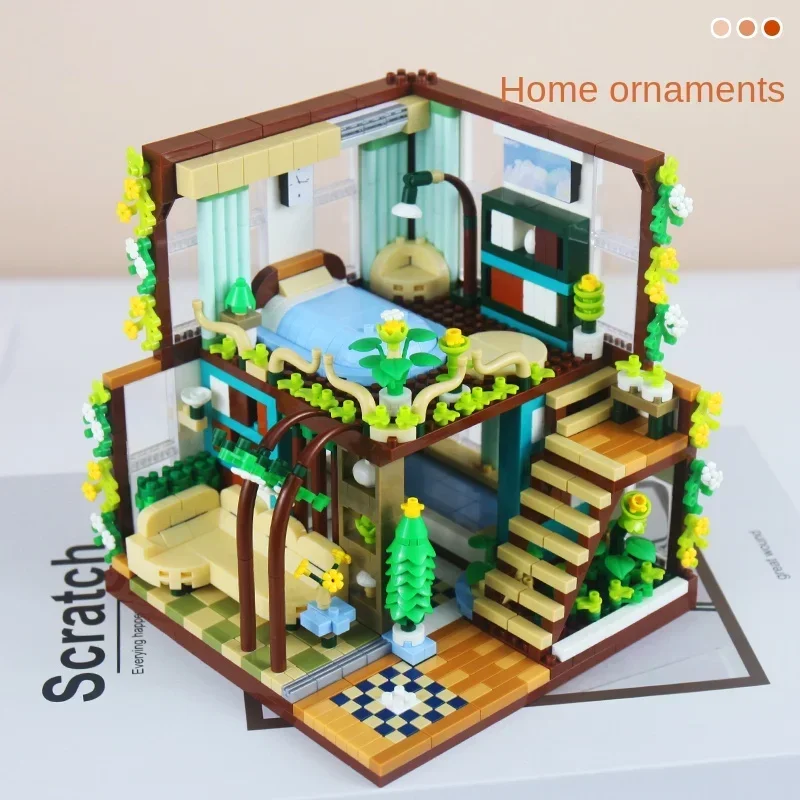 1340 Pezzi Micro Building Blocks Libro Silenzioso Padiglione Appartamenti Camera da Letto Assemblaggio Architettura Mattoni Giocattoli per Ragazza Regali per Bambini