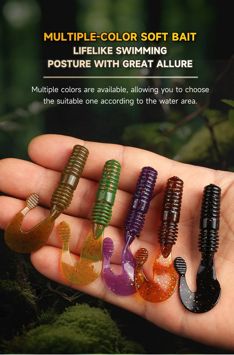 Supercontinent Soft Lure Grub Worm Power Tail 7cm Grub Screw Thread Wobbler Swimbait For Bass Trout