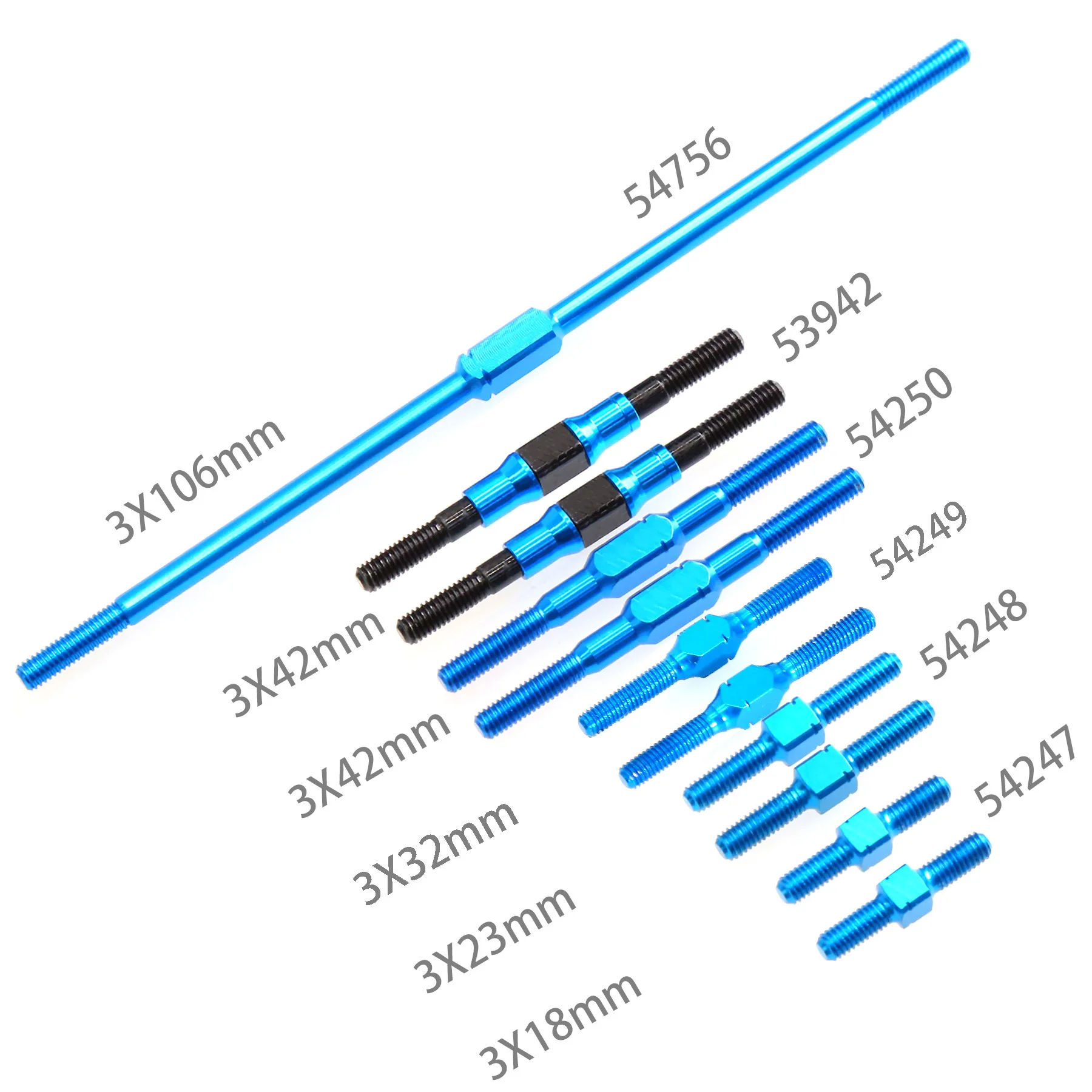 Jeu de tendeurs métalliques 3x18 23 32 42 106mm, biellette d'orteil réglable pour Tamiya RC 1/10 Compatible avec les modèles 53942 58362 58363