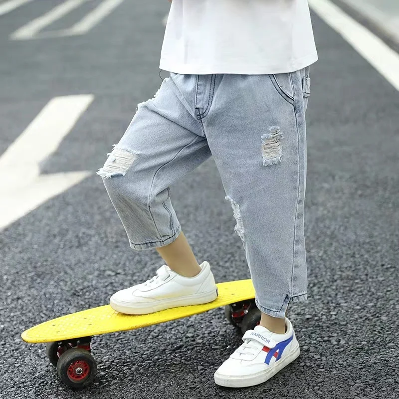 

Boys Jean Pants Long Trousers Denim 2024 Hole Spring Autumn Baby's Kids Sport Teenagers Birthday Christmas Gift Children's Cloth