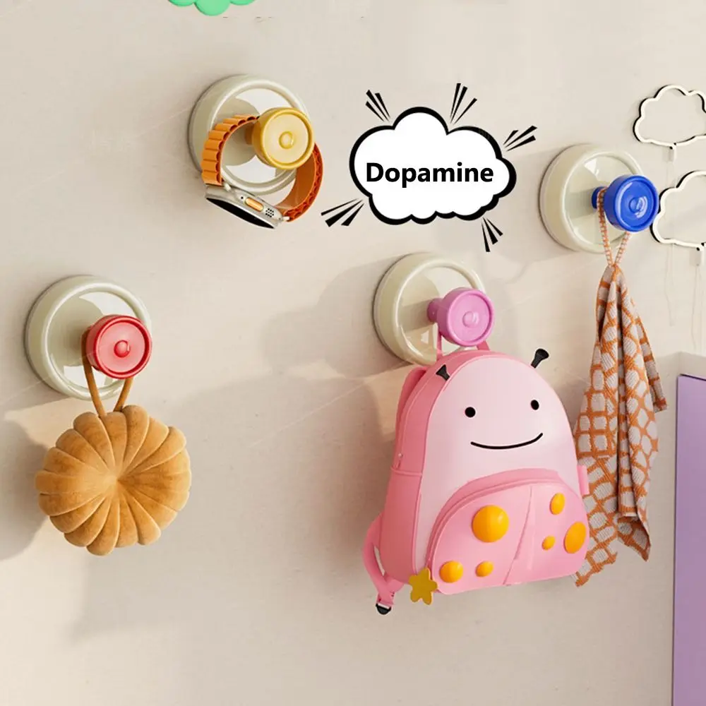 

New Dopamine Suction Cup Hook Punch-free Wall-mounted Clothes Hook Traceless Bathroom Adhesive Hooks