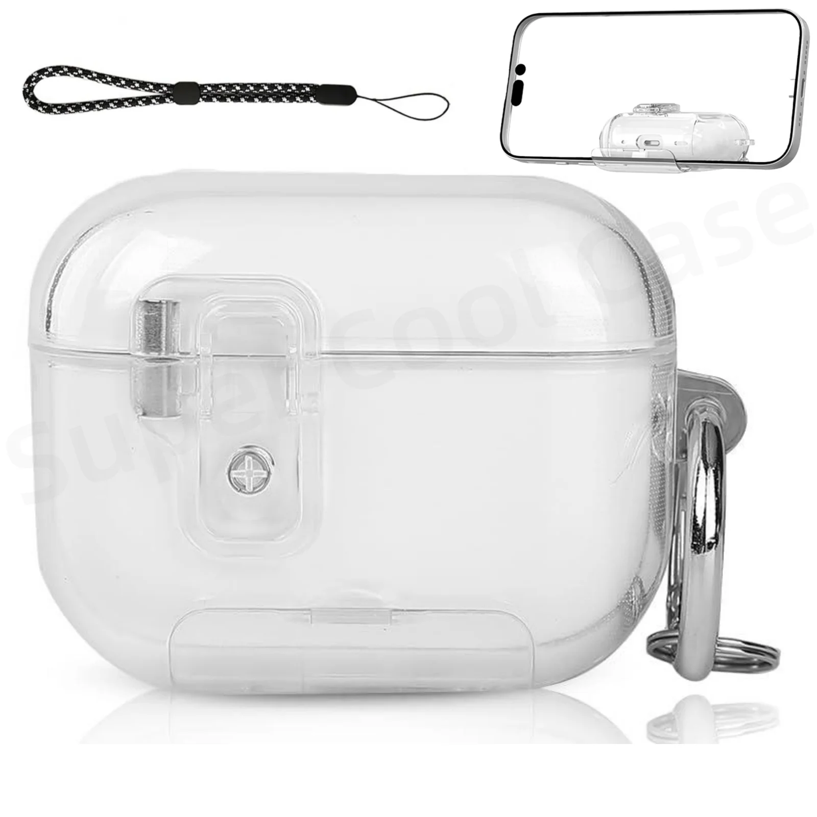 2025 for AirPod Pro 3 Phone Stand Case with Lanyard & Cleaning Kit TPU Shockproof Protective Case for AirPods Pro 3rd Generation